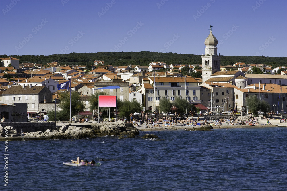 Krk old town at croatian adriatic coastline