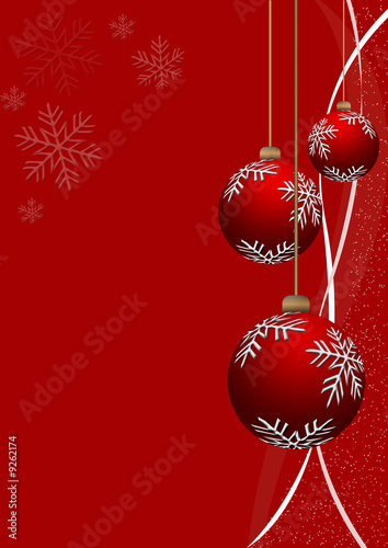 biglietto natale rosso con palline