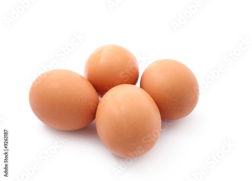 four eggs isolated on white