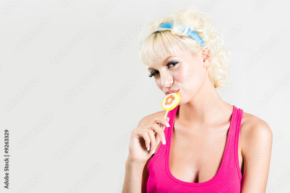 Portrait of pretty blonde with lollipop Portrait of pretty blonde with lollipop