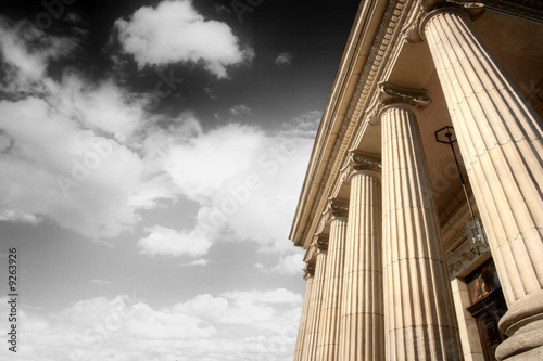 Picture of large greek freestone columns .