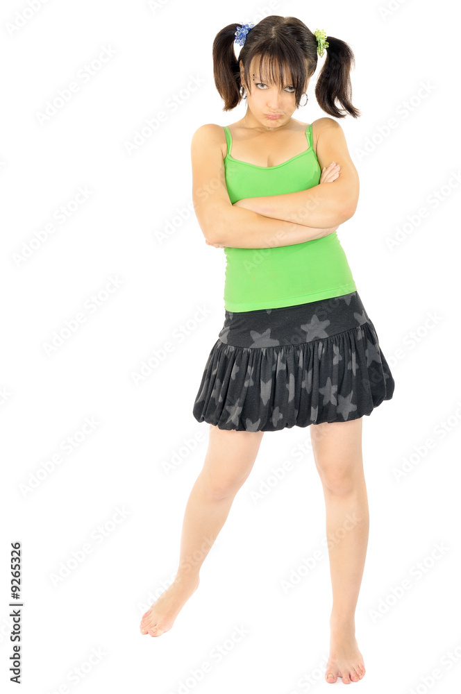 Naklejka premium Resentful cute girl, isolated on white