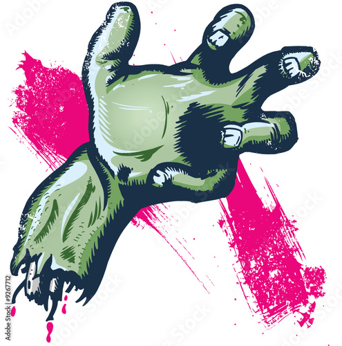Severed rotting hand halloween illustration