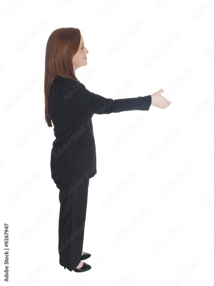 businesswoman reaching out to shake hands. businesswoman reaching out to shake hands.