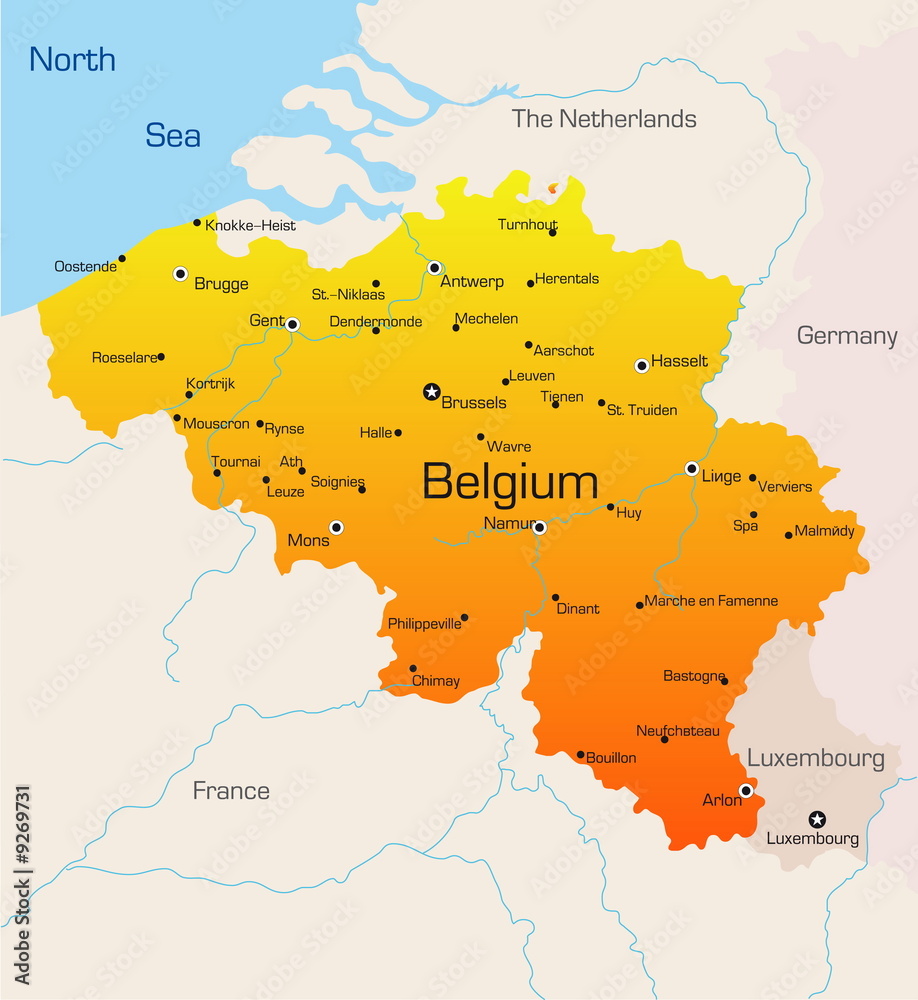Abstract vector color map of Belgium country