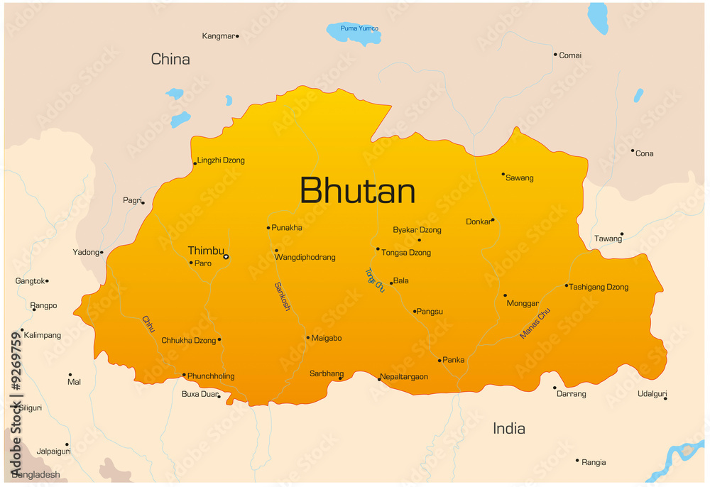 Obraz premium Vector map of Bhutan country