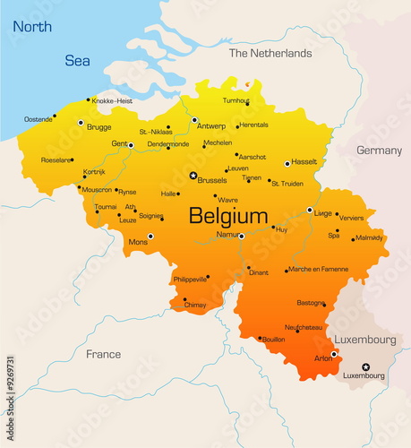 Abstract vector color map of Belgium country