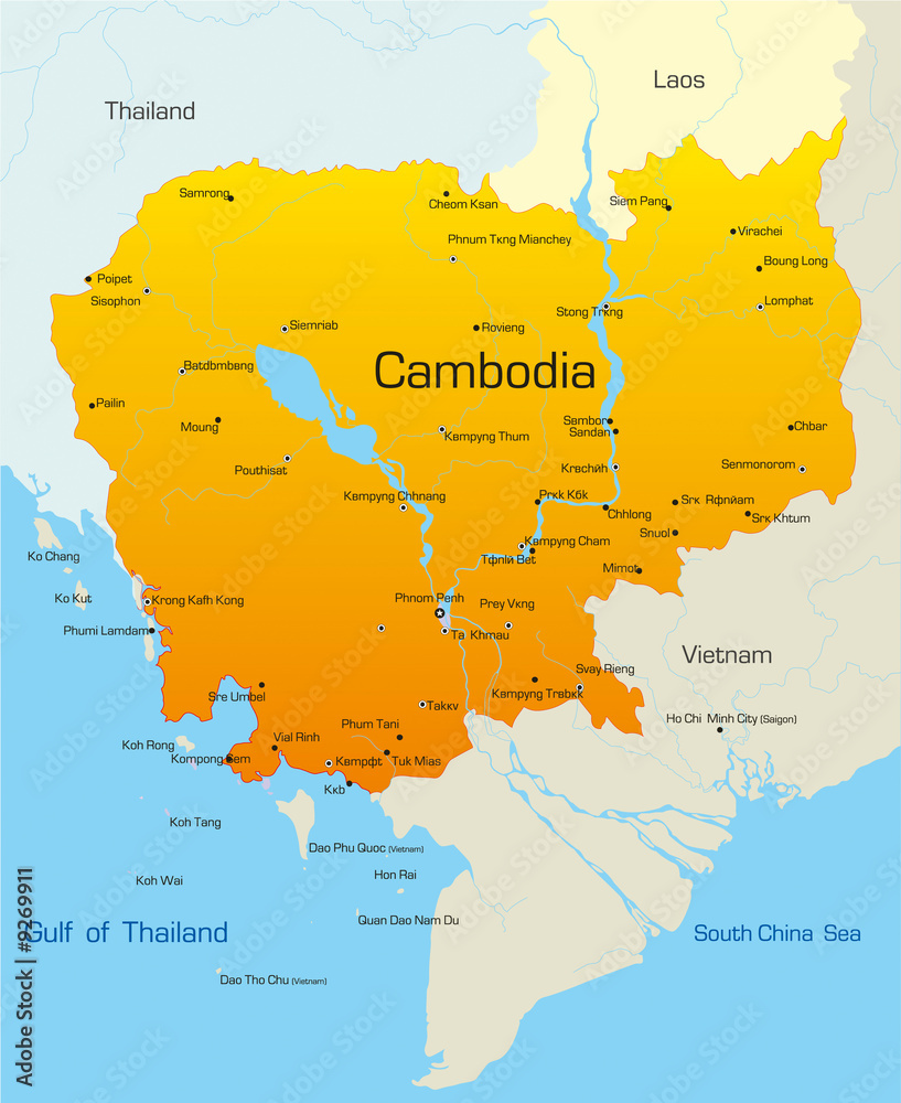 Vector map of Cambodia country