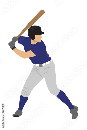 Colour silhouette of baseball player ready for strike
