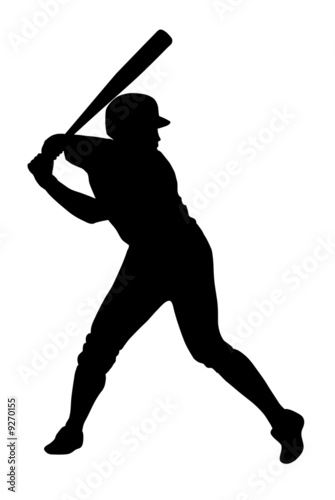 Black silhouette of baseball player ready for strike