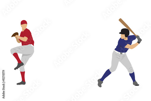 Silhouette of baseball thrower and batter players