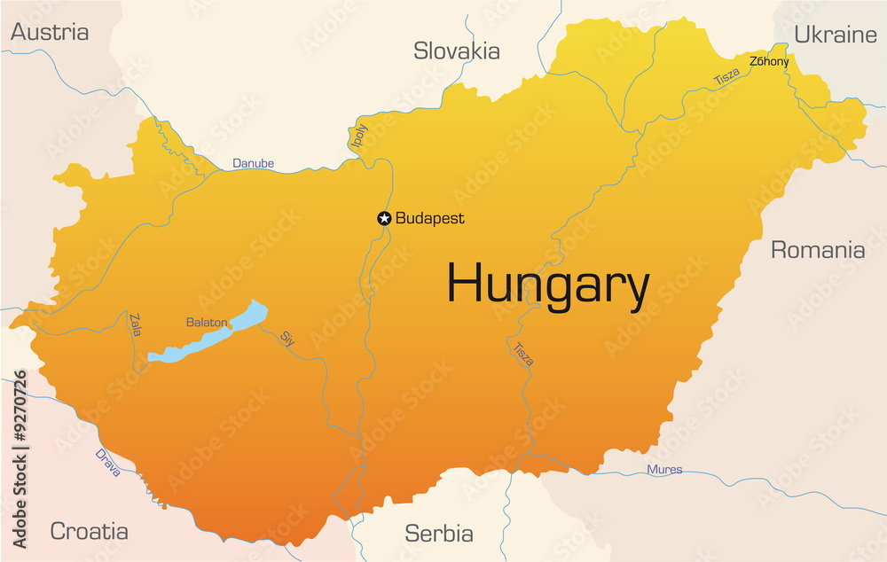 Fototapeta premium Abstract vector color map of Hungary country