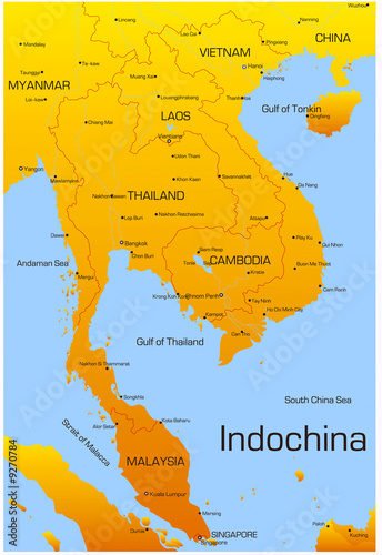 Fotografie Vector map of Indochina countries