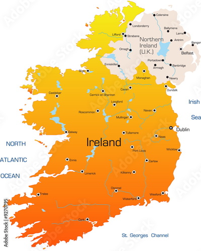 Abstract vector color map of Ireland country