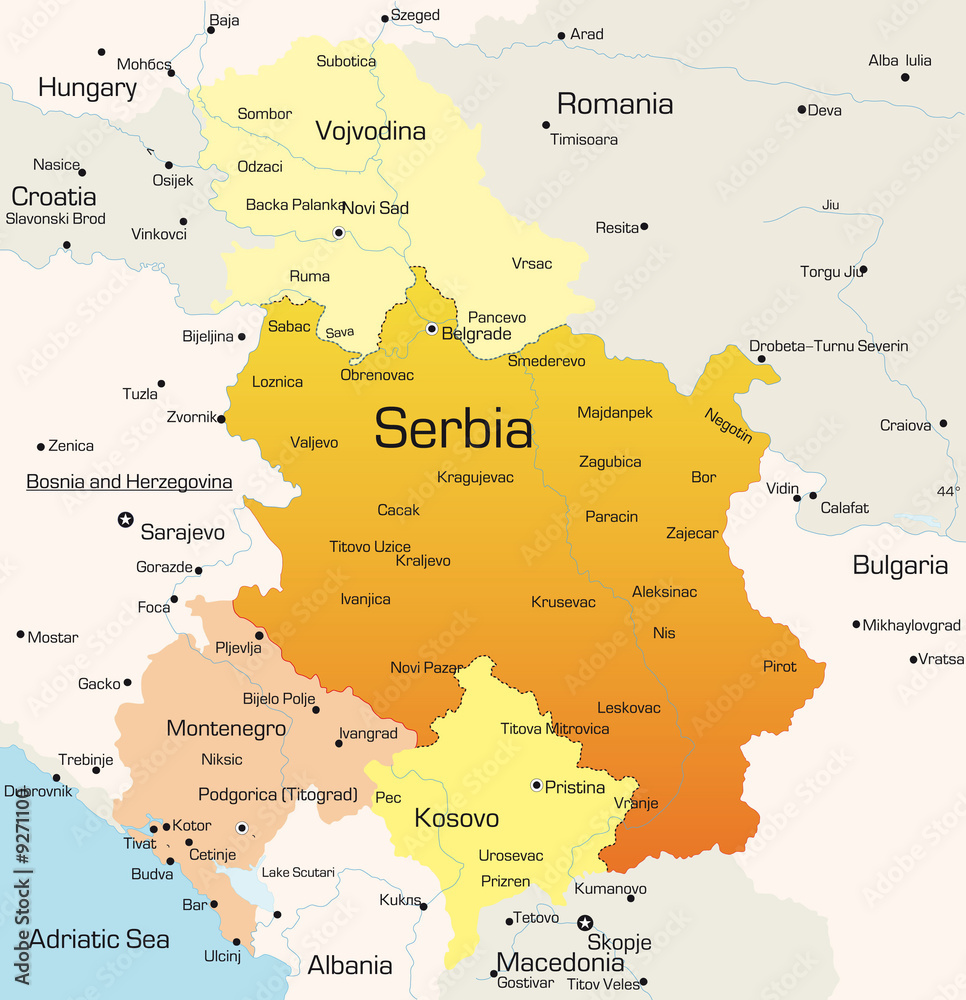 Abstract vector color map of Serbia country