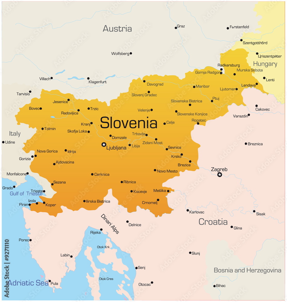 Obraz premium Abstract vector color map of Slovenia country