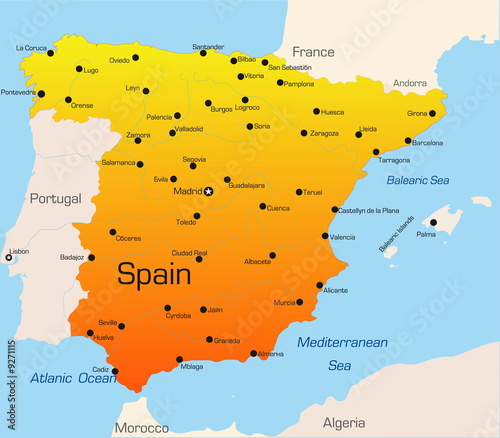 Abstract vector color map of Spain country