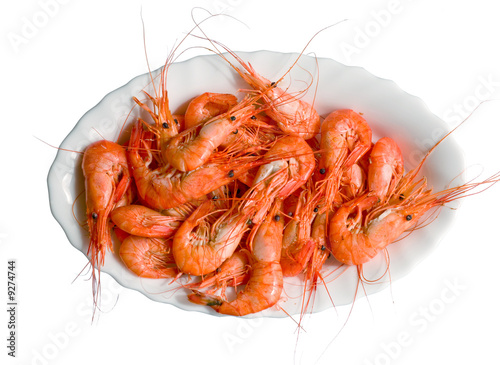 a tray with cooked red crayfish
