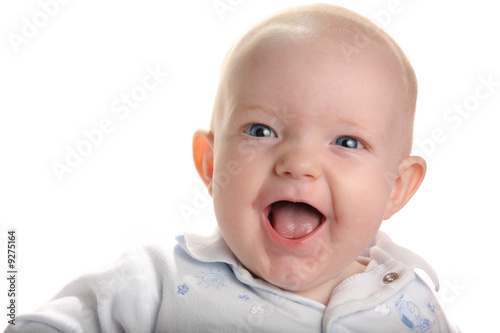 Cute happy baby isolated on white
