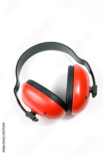 Hearing protection earmuffs on white background