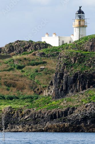 Fidra lighthouse from Yellowcraig beach, East Lothian, Scotland