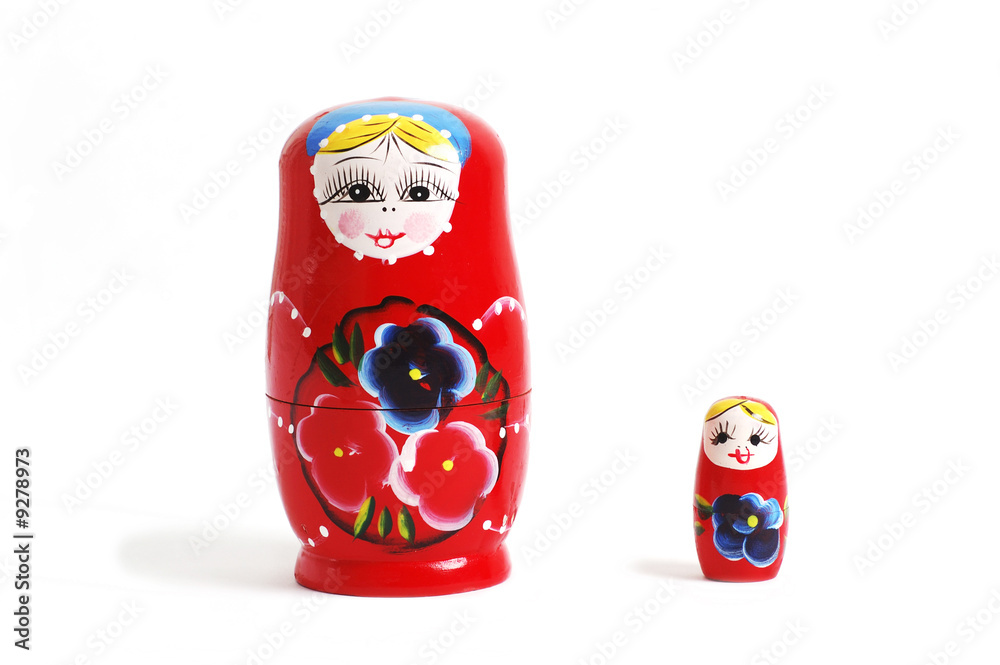 Russian nesting dolls isolated on white background