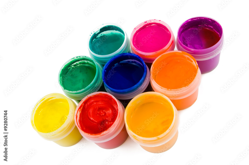 set of the watercolor gouache paints at the white background.. set of the watercolor gouache paints at the white background..