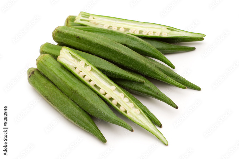 fresh slice okra on white background fresh slice okra on white background
