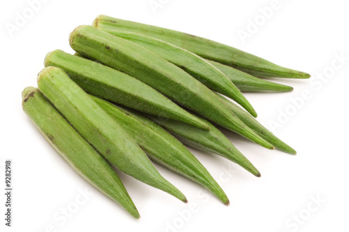 fresh okra on white background photo