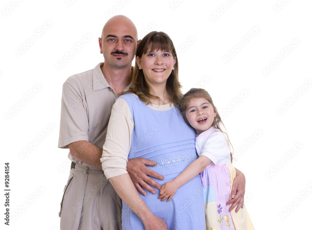 A happy family bonding together. Father , mother and Daughter