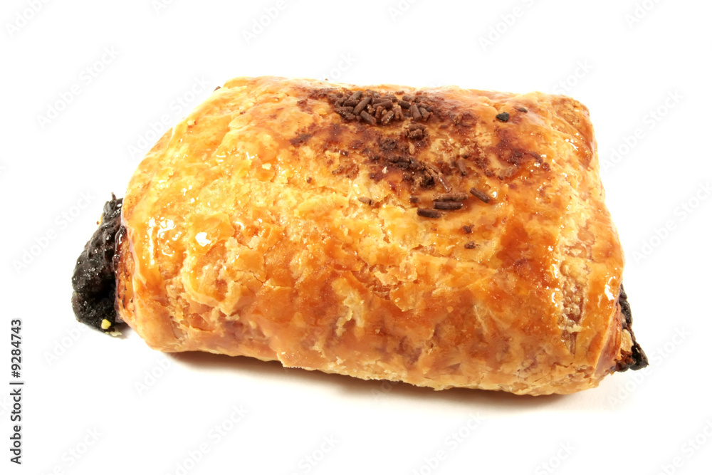 Chocolate Danish Roll Pastry Isolated on a White Background Chocolate Danish Roll Pastry Isolated on a White Background