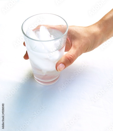 Glass of iced drinking water