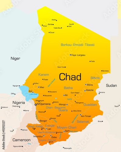 Abstract vector color map of Chad country