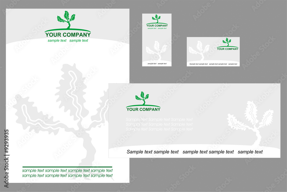 Corporate identity elements with envelope, card and stationery Corporate identity elements with envelope, card and stationery