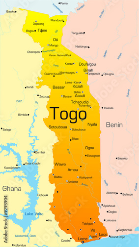 Abstract vector color map of Togo country