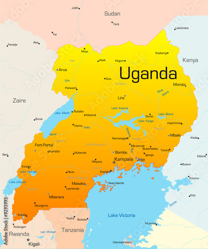 Abstract vector color map of Uganda country