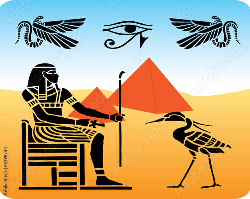 Egyptian hieroglyphics. Ancient fresco from Egypt