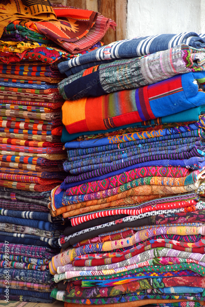 Handmade linens different patterns sizes on street market