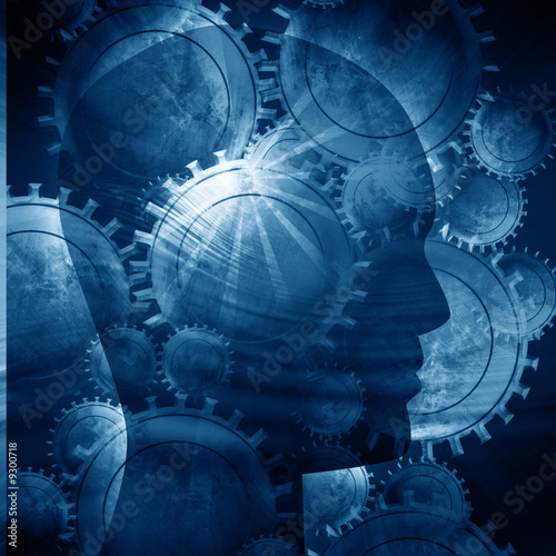 Human head silhouette with focus on the brain