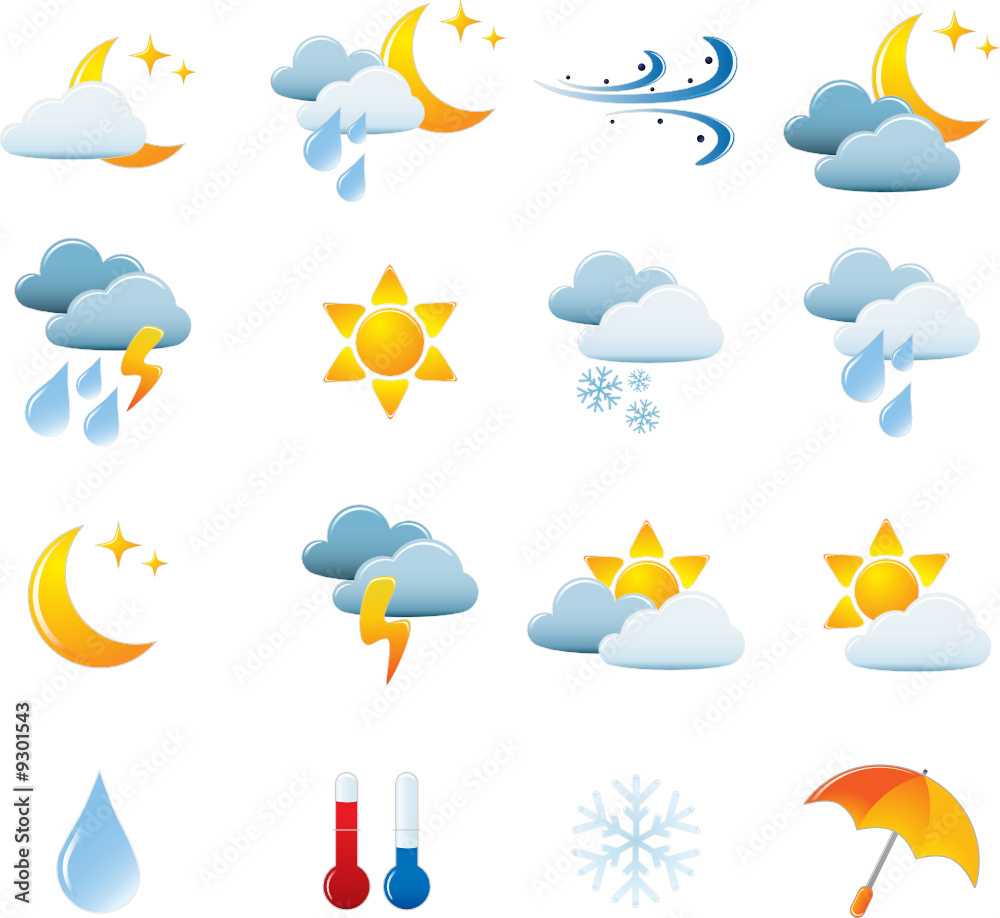 Weather Icon Set. Easy To Edit Vector Image.