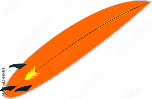 illustration of an orange surf board