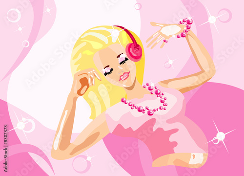 vector image of dancing girl. may be use like background