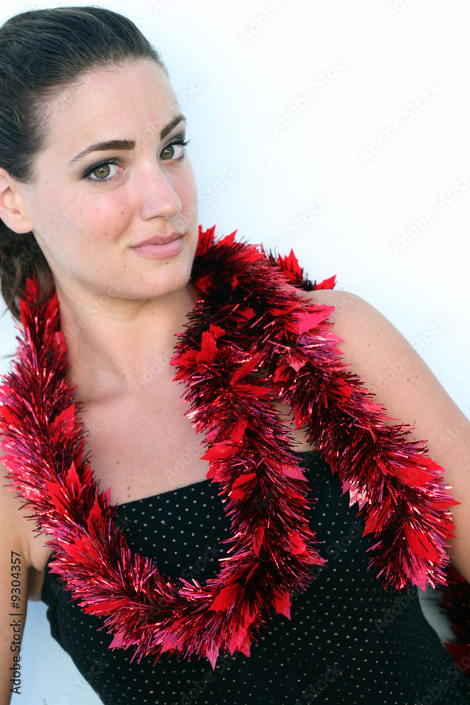 Isolated Christmas portrait of a pretty woman. Isolated Christmas portrait of a pretty woman.