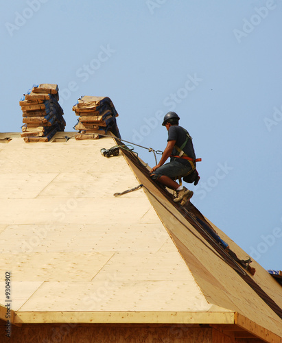 Roofer On Harness