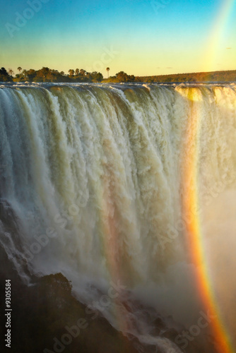 Victoria Falls at sunset, view from Zimbabwe photo