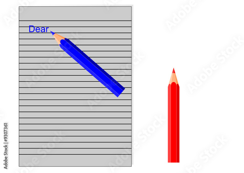 letter, pencil