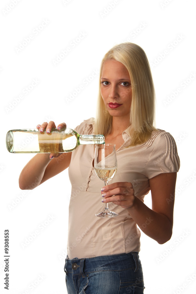 Frau mit Weisswein Frau mit Weisswein