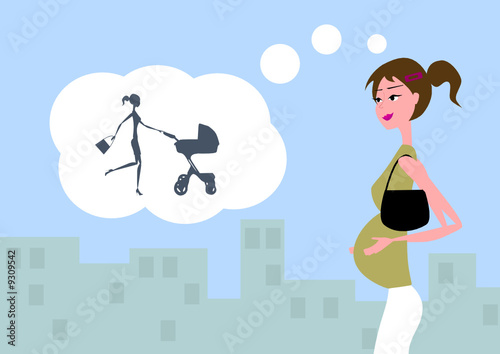 Pregnant woman thinking her future