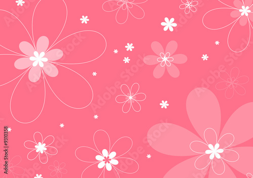 Foto Fond graphique rose fleurs blanches et roses