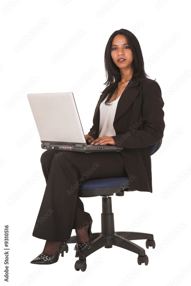 African businesswoman in black office outfit on a white African businesswoman in black office outfit on a white